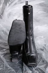 Dual Zip Black Leather Booties