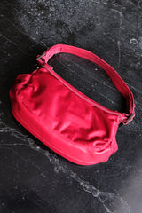FURLA Red Nylon + Suede Baguette Bag