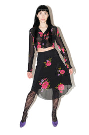 Sheer Floral Skirt Set