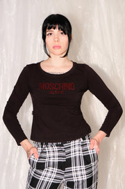 MOSCHINO Black Long Sleeve with Red Jewel Logo