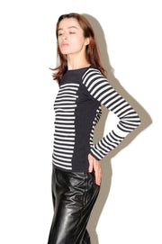 Black + White Striped Knit Shirt