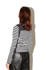 Black + White Striped Knit Shirt