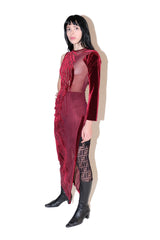 Burgundy Velvet Burnout Maxi Dress